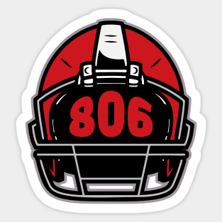 Retro Football Helmet 806 Area Code Lubbock, Texas Sticker